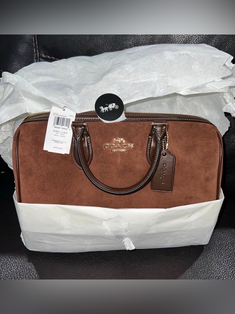 Coach Brown Suede large Rowan Satchel